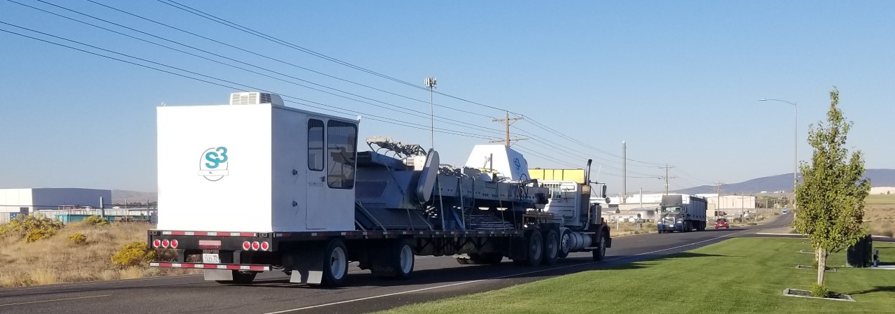 A white, huge truck
